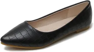 ZTWUTANG Stunner Women's Cute Pointed Toe Flat Ballet Shoes Comfortable Dress Shoes Black 43(9.5) E Black